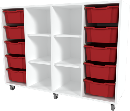 Storix Combikast D6 wit, B1390xH1028xD465 - laden rood
