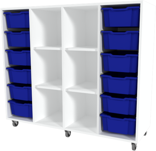 Storix Combikast D6 wit, B1390xH1200xD465 - laden blauw