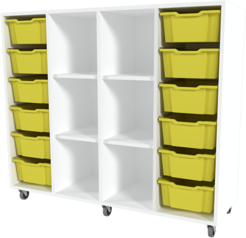 Storix Combikast D6 wit, B1390xH1200xD465 - laden geel