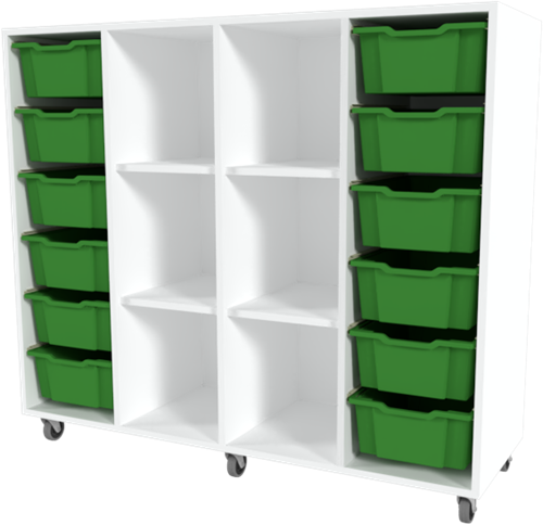 Storix Combikast D6 wit, B1390xH1200xD465 - laden groen