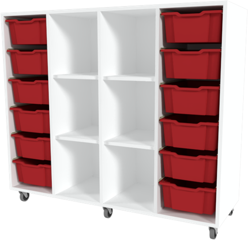 Storix Combikast D6 wit, B1390xH1200xD465 - laden rood