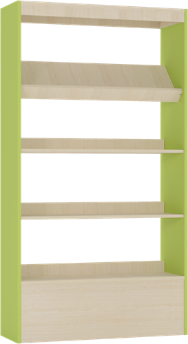 Foxis wandboekenkast - B900 x D300 x H1660 mm - ahorn-avocadogroen