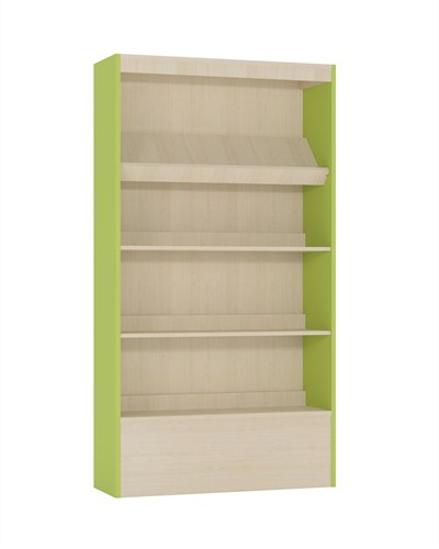 Foxis wandboekenkast met achterwand - B900 x D300 x H1660 mm - ahorn-avocadogroen