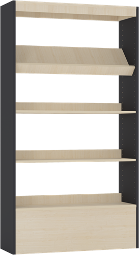 Foxis wandboekenkast - B900 x D300 x H1660 mm - ahorn-antracietgrijs