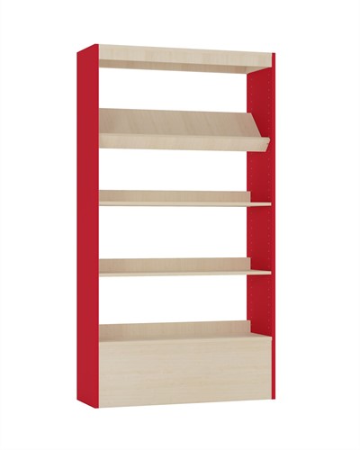Foxis wandboekenkast - B900 x D300 x H1660 mm - ahorn-rood