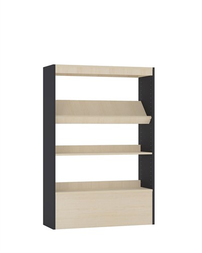 Foxis wandboekenkast - B900 x D300 x H1340 mm - ahorn-antracietgrijs