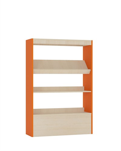 Foxis wandboekenkast - B900 x D300 x H1340 mm - ahorn-oranje