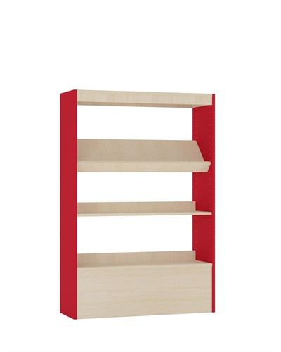 Foxis wandboekenkast - B900 x D300 x H1340 mm - ahorn-rood