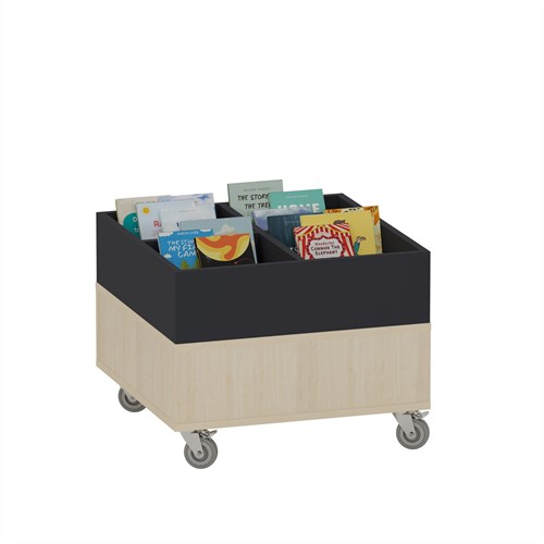 Foxis prentenboekenbak - B600 x D600 x H464 mm - ahorn-antracietgrijs