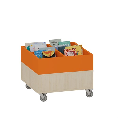 Foxis prentenboekenbak - B600 x D600 x H464 mm - ahorn-oranje