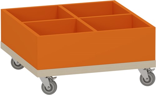 Foxis KDV prentenboekenbak - B600 x D600 x H318 mm - ahorn-oranje