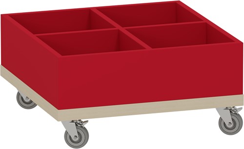 Foxis KDV prentenboekenbak - B600 x D600 x H318 mm - ahorn-rood