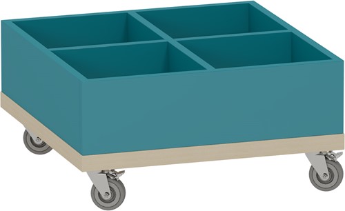Foxis KDV prentenboekenbak - B600 x D600 x H318 mm - ahorn-turquoise blauw