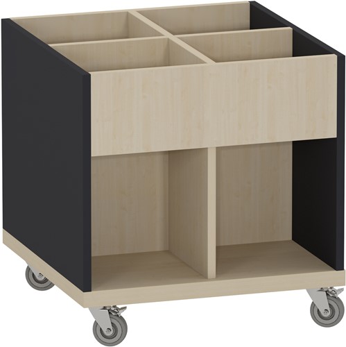 Foxis KDV prentenboekenbak hoog - B600 x D600 x H616 mm - ahorn-antracietgrijs