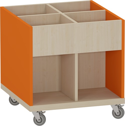 Foxis KDV prentenboekenbak hoog - B600 x D600 x H616 mm - ahorn-oranje