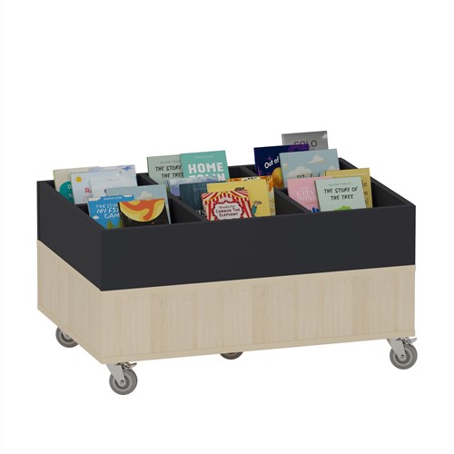 Foxis prentenboekenbak - 6 vakken - B900 x D600 x H464 mm - ahorn-antracietgrijs