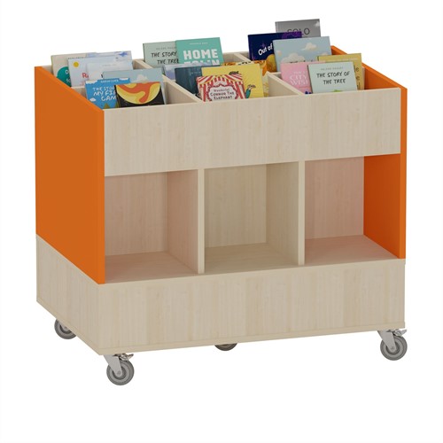 Foxis prentenboekenbak - 6 vakken - B900 x D600 x H780 mm - ahorn-oranje