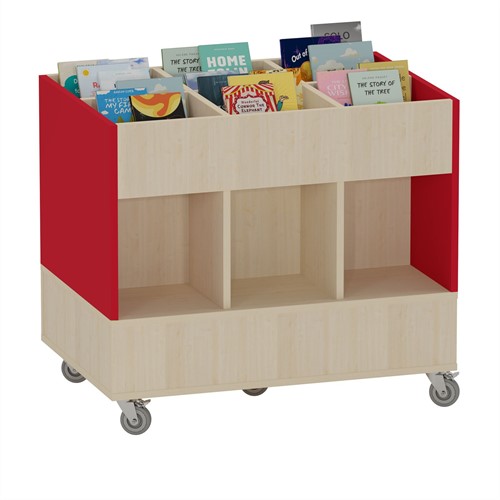 Foxis prentenboekenbak - 6 vakken - B900 x D600 x H780 mm - ahorn-rood