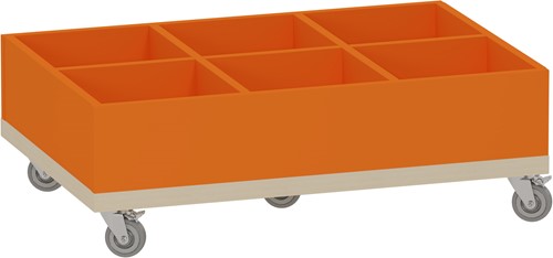 Foxis KDV prentenboekenbak - 6 vakken - B900 x D600 x H318 mm - ahorn-oranje