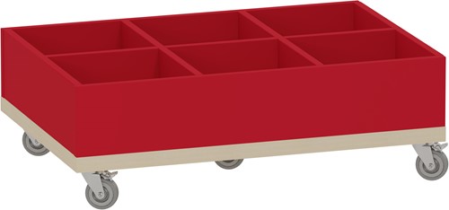 Foxis KDV prentenboekenbak - 6 vakken - B900 x D600 x H318 mm - ahorn-rood