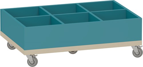 Foxis KDV prentenboekenbak - 6 vakken - B900 x D600 x H318 mm - ahorn-turquoise blauw