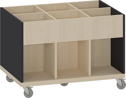 Foxis KDV prentenboekenbak - 6 vakken - B900 x D600 x H616 mm - ahorn-antracietgrijs