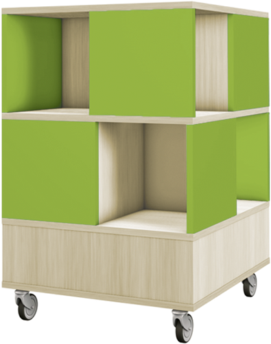 Foxis 22 kubuskast 2 niveaus - B605 x D605 x H980 mm - ahorn-avocadogroen