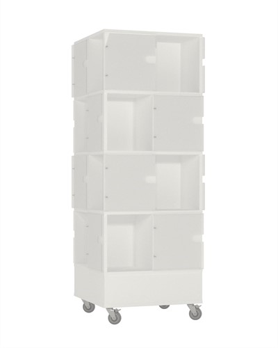 Tijdschriftenkast- met verspringende vakken - B605 x D605 x H1660 mm - wit