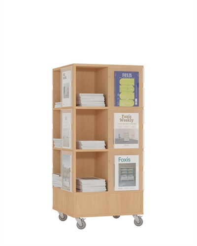 Foxis Tijdschriftentoren laag - B605 x D605 x H1320 mm - beuken