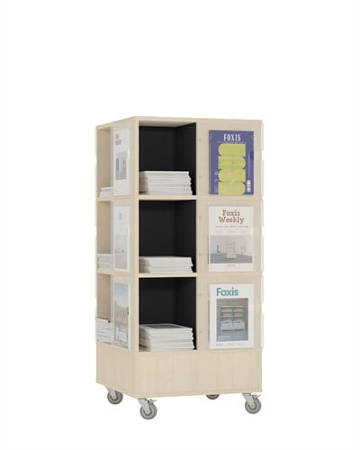 Foxis Tijdschriftentoren laag met gekleurde binnenpanelen - B605 x D605 x H1320 mm - ahorn-antracietgrijs