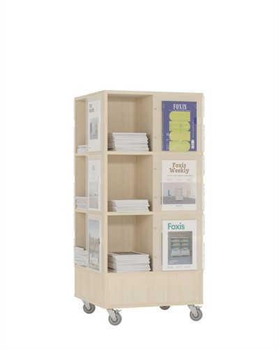 Foxis Tijdschriftentoren laag - B605 x D605 x H1320 mm - ahorn