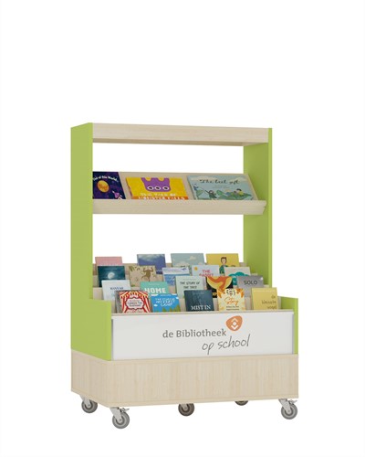 Foxis browser boekenkast enkelzijdig - B900 x D600 x H1340 mm - ahorn-avocadogroen