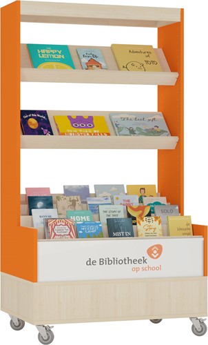 Foxis browser boekenkast enkelzijdig - B900 x D600 x H1660 mm - ahorn-oranje-2