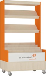 Foxis browser boekenkast enkelzijdig - B900 x D600 x H1660 mm - ahorn-oranje