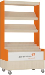 Foxis browser boekenkast enkelzijdig - B900 x D600 x H1660 mm - ahorn-oranje