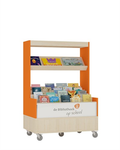 Foxis browser boekenkast enkelzijdig - B900 x D600 x H1340 mm - ahorn-oranje