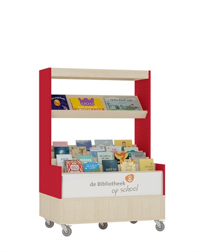 Foxis browser boekenkast enkelzijdig - B900 x D600 x H1340 mm - ahorn-rood