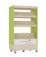 Foxis browser boekenkast dubbelzijdig - B900 x D600 x H1660 mm - ahorn-avocadogroen-3