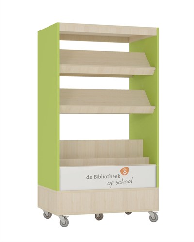 Foxis browser boekenkast dubbelzijdig - B900 x D600 x H1660 mm - ahorn-avocadogroen-3