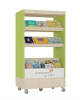 Foxis browser boekenkast dubbelzijdig - B900 x D600 x H1660 mm - ahorn-avocadogroen