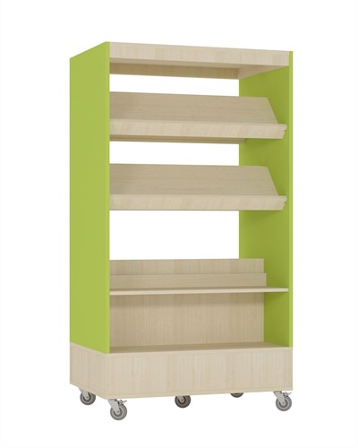 Foxis boekenkast dubbelzijdig - B900 x D600 x H1660 mm - ahorn-avocadogroen
