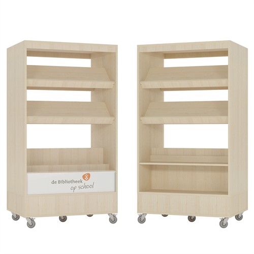 Foxis browser boekenkast hybride dubbelzijdig - B900 x D600 x H1660 mm - ahorn