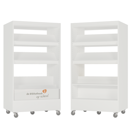 Foxis browser boekenkast hybride dubbelzijdig - B900 x D600 x H1660 mm - wit