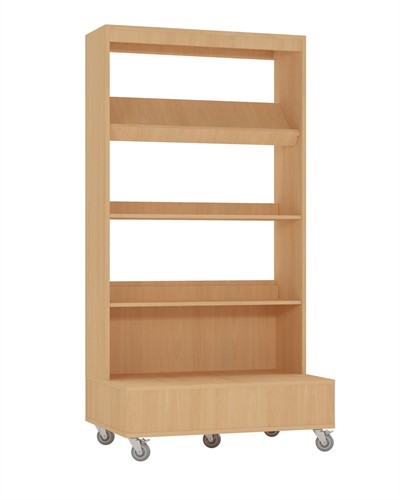 Foxis boekenkast enkelzijdig verrijdbaar - B900 x D600 x H1660 mm - beuken