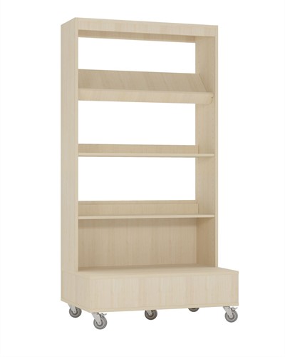 Foxis boekenkast enkelzijdig verrijdbaar - B900 x D600 x H1660 mm - ahorn