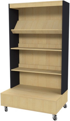Foxis boekenkast enkelzijdig met voetpresentatie en achterwand