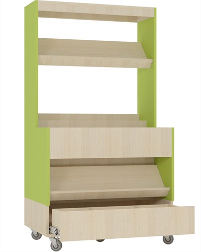 Foxis makkelijk lezen plein met lade - B900 x D600 x H1660 mm - ahorn-avocadogroen