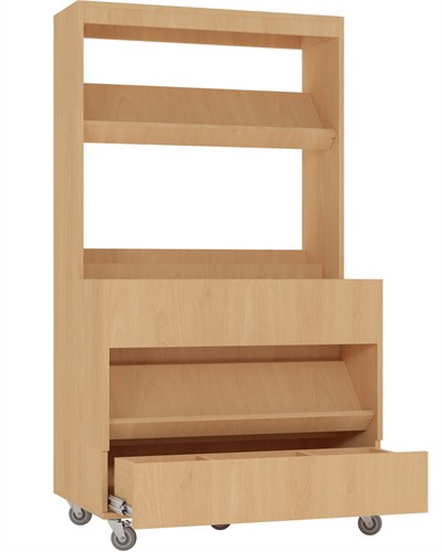 Foxis makkelijk lezen plein met lade - B900 x D600 x H1660 mm - beuken
