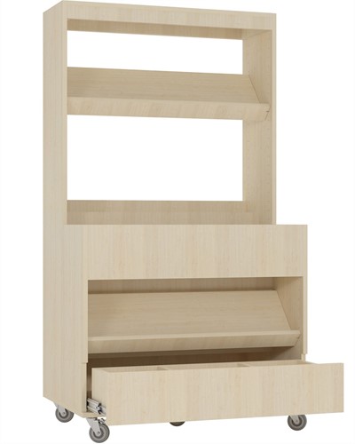 Foxis makkelijk lezen plein met lade - B900 x D600 x H1660 mm - ahorn