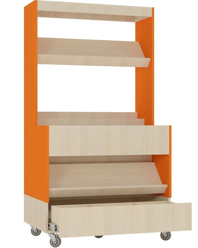 Foxis makkelijk lezen plein met lade - B900 x D600 x H1660 mm - ahorn-oranje